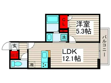 グラナーデ扇III(1LDK/1階)の間取り写真