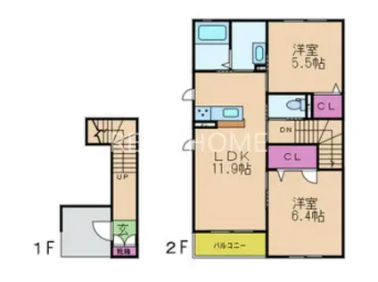 グランソフィア(2LDK/2階)の間取り写真