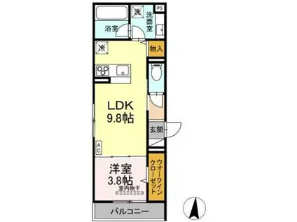 D-RESIDENCE吉津(1LDK/3階)の間取り写真