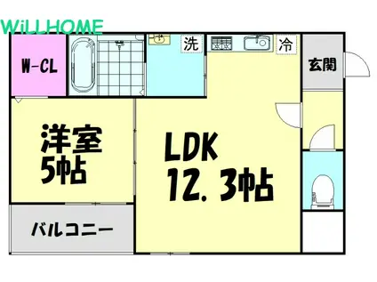 フジパレス秋月川田(1LDK/1階)の間取り写真