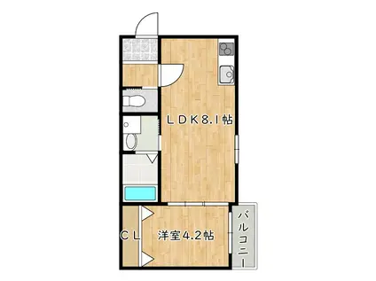 KITASUKEMATU PLASE ノース(1LDK/2階)の間取り写真