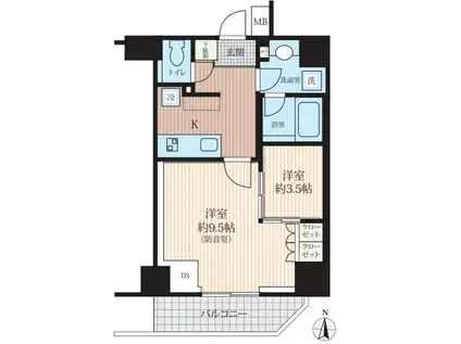 TRACK両国(1LDK/4階)の間取り写真