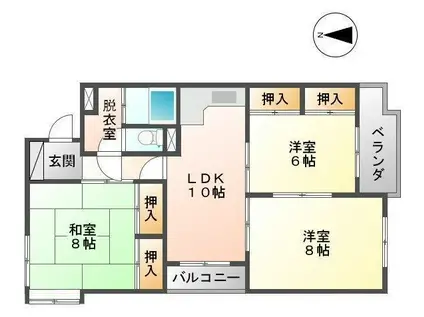 プレジデント福乃宮(3LDK/5階)の間取り写真