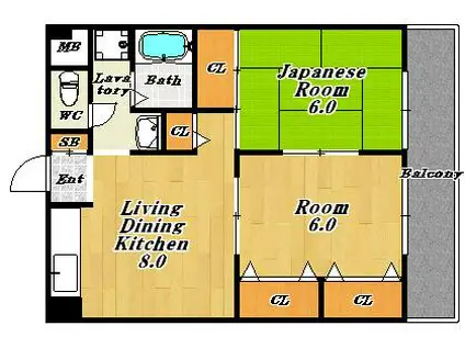 大東マンションII(2LDK/3階)の間取り写真