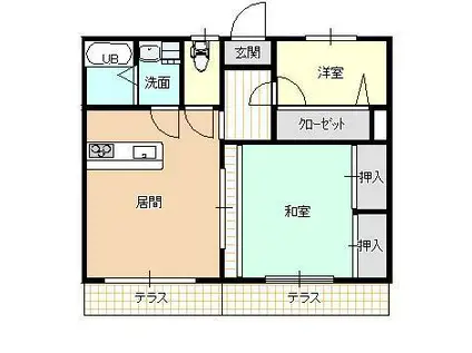 シャルムパティオA(2LDK/1階)の間取り写真