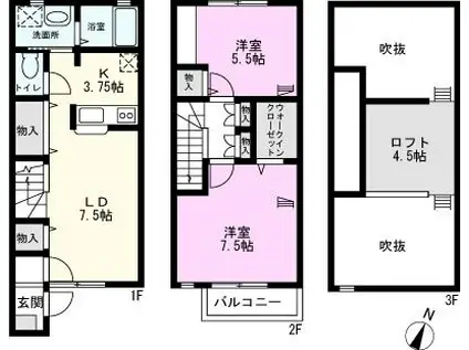 アンティーユB(2LDK/1階)の間取り写真