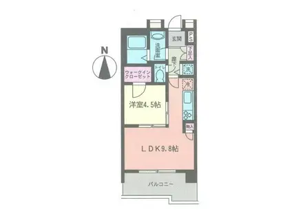 らうらうじ湘南台(1LDK/12階)の間取り写真