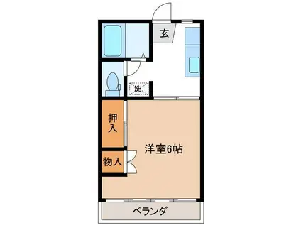 七五三第1ビル(1K/2階)の間取り写真