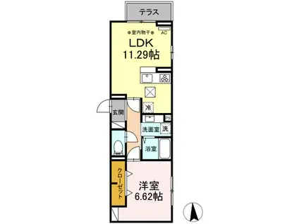 ディーポルタ(1LDK/3階)の間取り写真