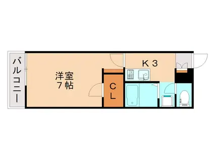 レオパレスラーラ(1K/3階)の間取り写真