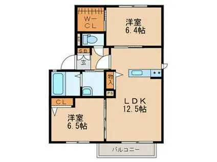 リバプールI番館(2LDK/2階)の間取り写真