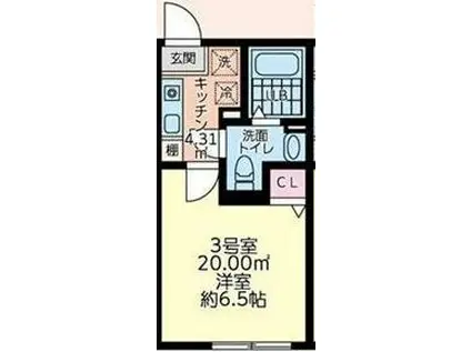 リフォンテーヌ橋本(1K/3階)の間取り写真