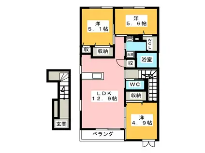 メルヴェユーイーグルIII(3LDK/2階)の間取り写真