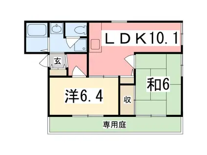ディアス花北A(2LDK/2階)の間取り写真