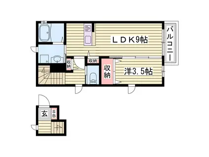 ドミールユース(1DK/2階)の間取り写真