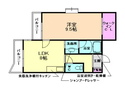 山仁シロヤマベルグII(1LDK/3階)の間取り写真