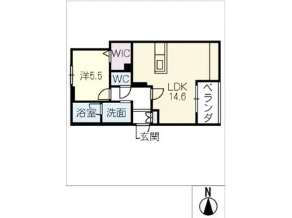 シャーメゾンフォレドール(1LDK/2階)の間取り写真