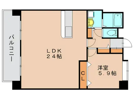 リジェール箱崎(1LDK/9階)の間取り写真