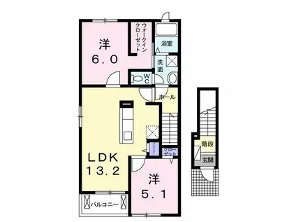 ル ベールII(2LDK/2階)の間取り写真