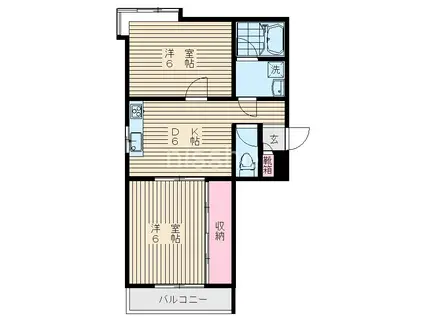 ベルヴィ丸山(2DK/1階)の間取り写真