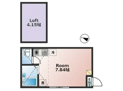 JTテラスハウス葛飾鎌倉(ワンルーム/2階)の間取り写真