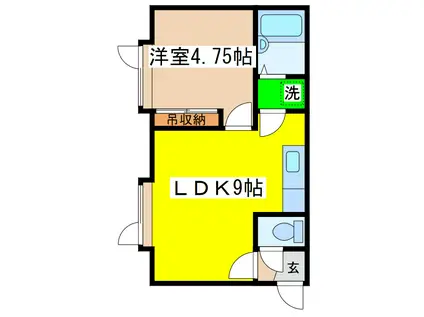 イシュタール鶴巣(1LDK/2階)の間取り写真