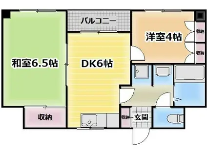 ノビールメンテウエダB棟(2DK/2階)の間取り写真