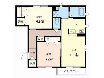 ベステン ダンク(1SLDK/2階)の間取り写真