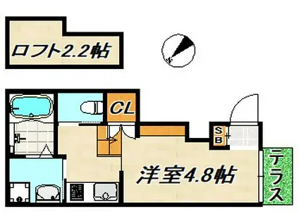 あんしん磯馴町(1SK/1階)の間取り写真
