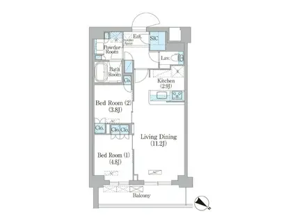 NIIYA平和台(2LDK/2階)の間取り写真