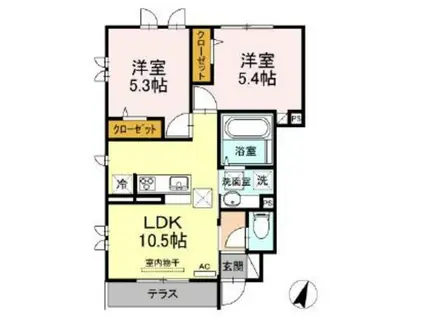 ピエールドゥ ヴィラ(2LDK/1階)の間取り写真