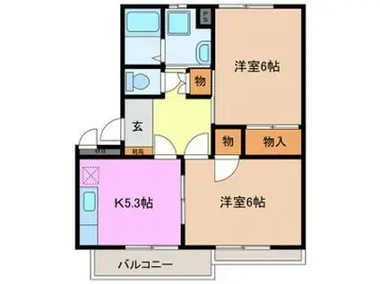 コーポラスアメニティI(2K/2階)の間取り写真