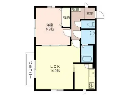 サンボナール(1LDK/1階)の間取り写真