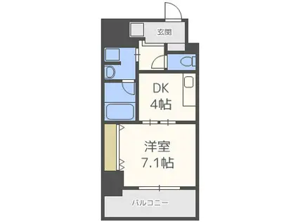 クローバー・ビュー上本町(1DK/10階)の間取り写真