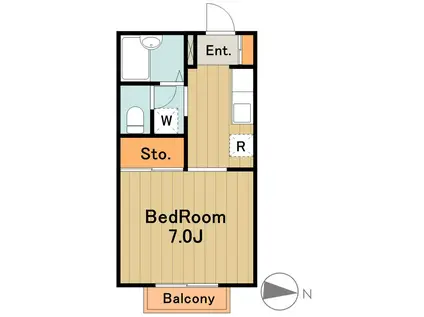 ペルレⅠ(1K/2階)の間取り写真