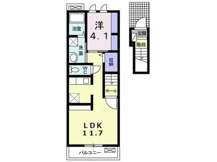 ラ・ルーチェ(1LDK/2階)の間取り写真