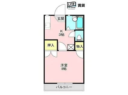 BASE藤山(1K/2階)の間取り写真