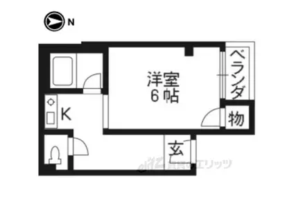 アーバンハウス北西(1K/4階)の間取り写真