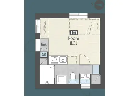 菊川レーベル(ワンルーム/1階)の間取り写真