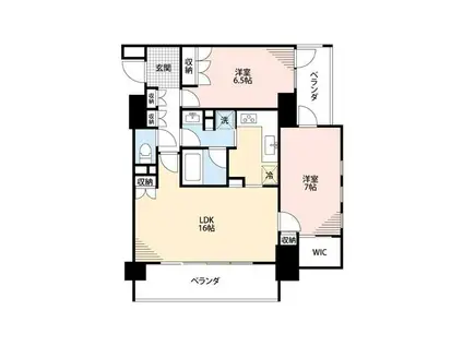 クリオ横浜西口弐番館(2LDK/6階)の間取り写真