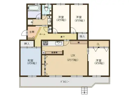 膳所ハイツ6号棟(4LDK/1階)の間取り写真