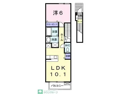 グリーンヴィラージュ(1LDK/2階)の間取り写真