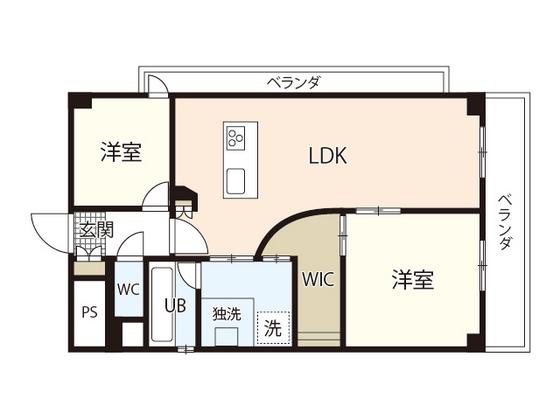 ヴィラブランシュ住田(2LDK/5階)の間取り写真
