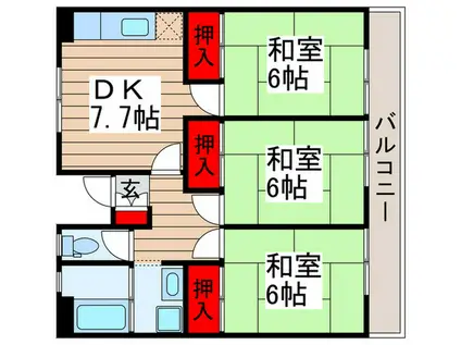 フェリオグランツ(3DK/5階)の間取り写真