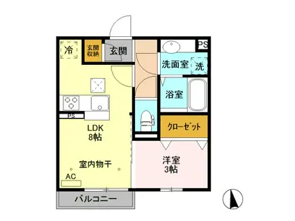 プレミストVI(1LDK/1階)の間取り写真
