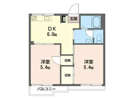 ホワイトコーポスズキ(2DK/2階)の間取り写真