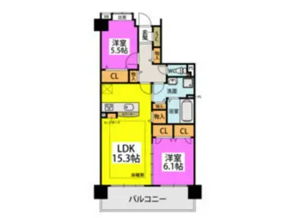 ウェスタ久留米けやき通(2LDK/8階)の間取り写真