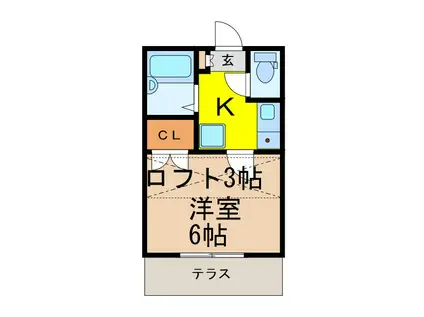 コスモ江曽島(1K/1階)の間取り写真