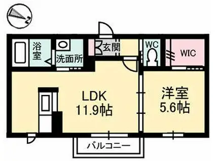 POSTO VI号館(1LDK/2階)の間取り写真