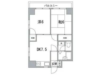 クレストパレス荒川(2DK/4階)の間取り写真